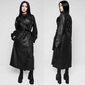 MARY WYATT Mara Faux Leather Trench Coat - NWT